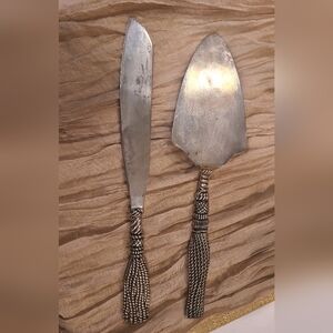 Antique Silea Silver Plated Tassel Design Serving Utensil Set 🎀🌴